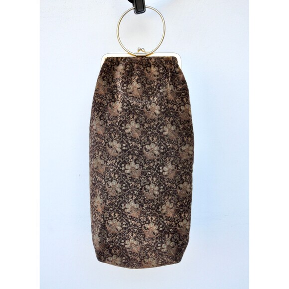 Velvet Floral Long Bag 90s does 20s Flapper Burlesque Bag Art Deco Victorian - Picture 5 of 10